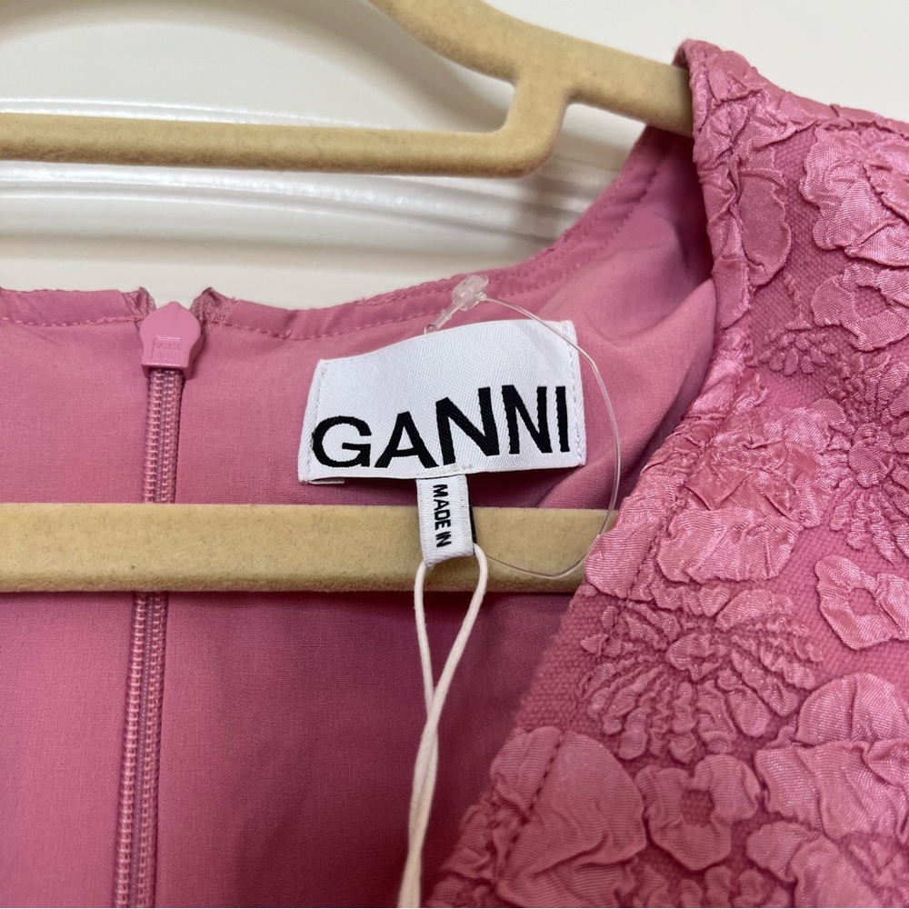 NWT GANNI Pink Jacquard Mini Dress Size 40 - Picture 3 of 5